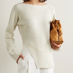 James Perse Asymmetric Ribbed Cotton And Linen-Blend Sweater - Cream Size Small